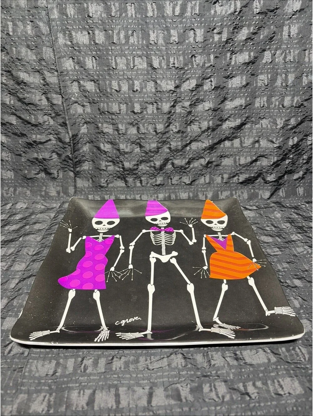 Citrus Grove CREEPING IT REAL SKELETONS Serving Tray  HALLOWEEN DECOR